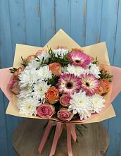 Букет цветов из:  Розы, Герберы и Хризантемы #REPLACE_PRED# Родине