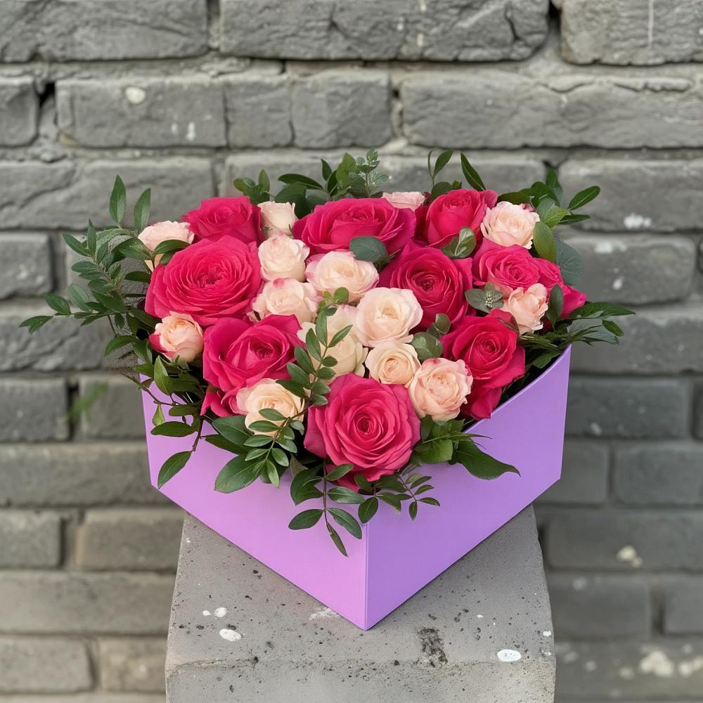 Цветочная композиция из Розы в коробке в Родине