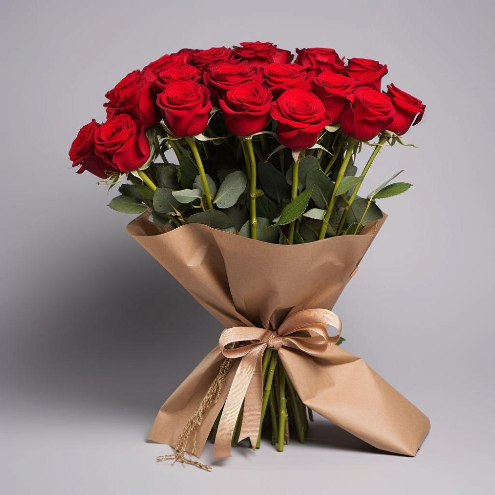 Букет 21 Красная роза Эдлесс Лав в Родине