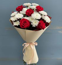 Букет цветов из:  Розы и Хризантемы #REPLACE_PRED# Родине