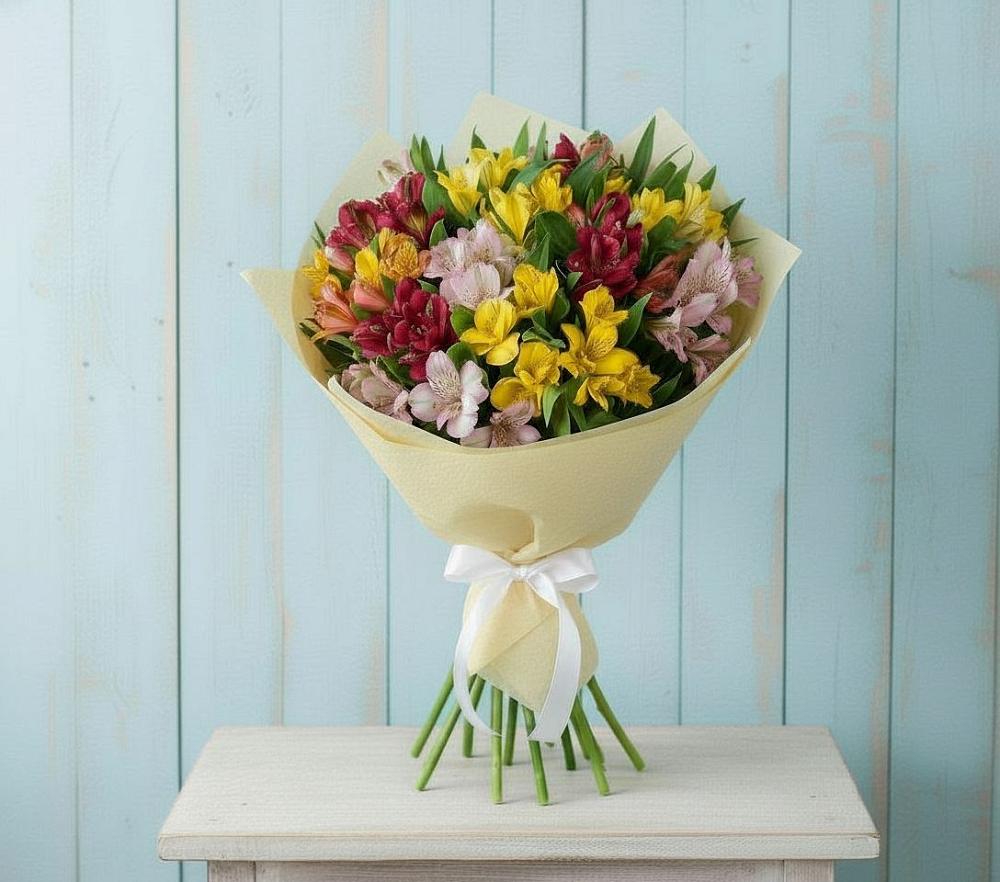 Букет цветов из: Альстромерии в Родине